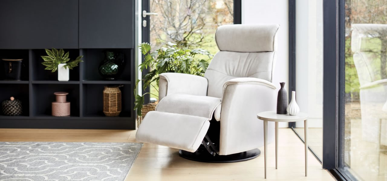 G Plan Malmo Leather Swivel and Rocking Motion Chair Lifestyle